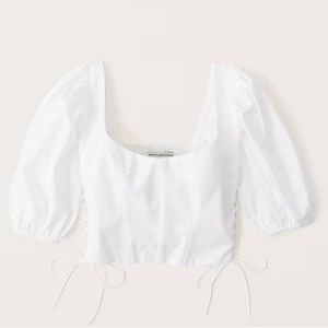 NWT Abercrombie White Lace Up Corset Poplin Top Size XL
